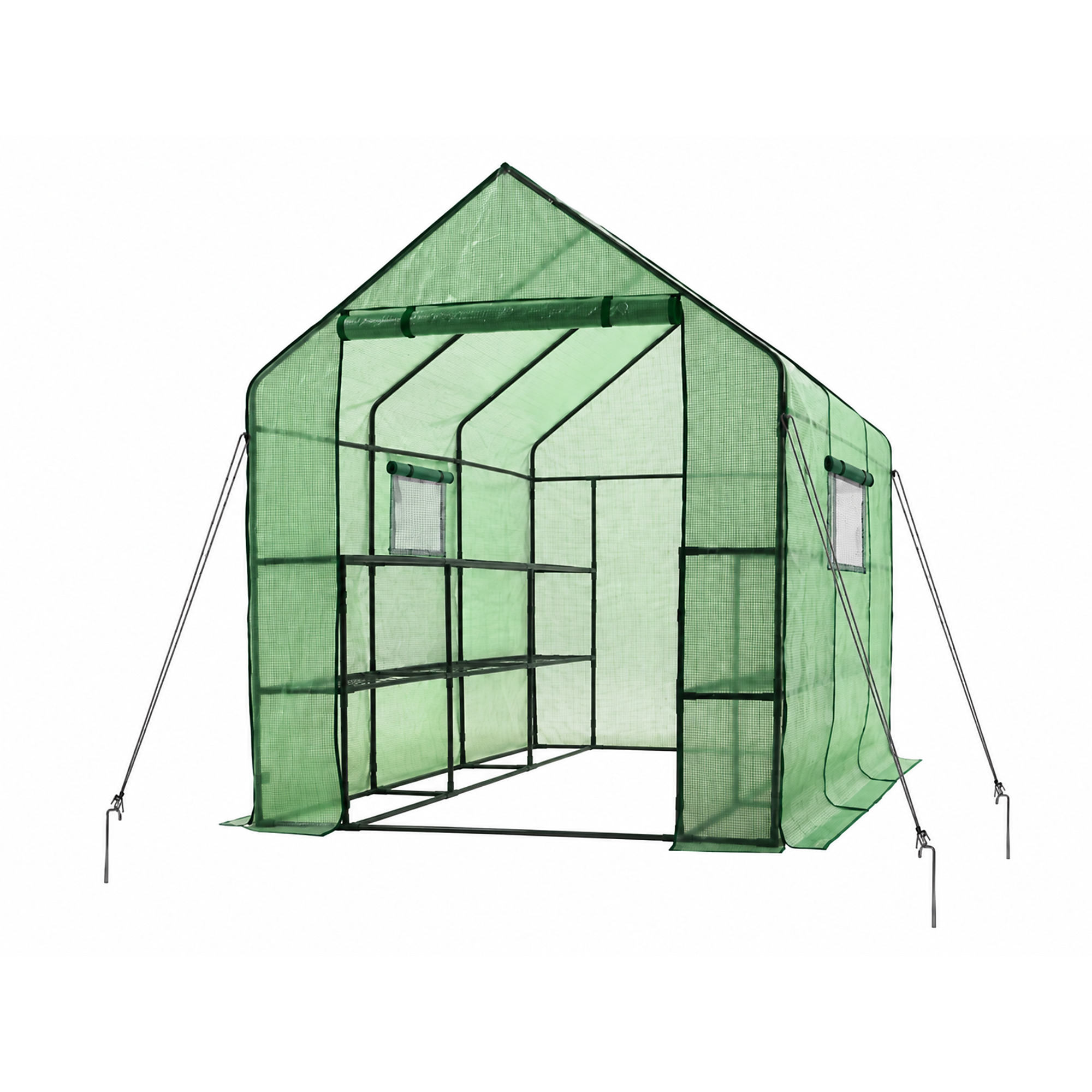 Walk-In Greenhouse with 2 Tiers and 12 Shelves - 56 in. x 85 in. x 75 in., Anchors Included